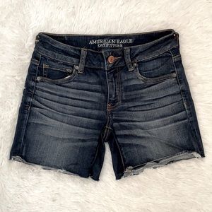 American Eagle Midi Dark Wash Denim Jean Shorts